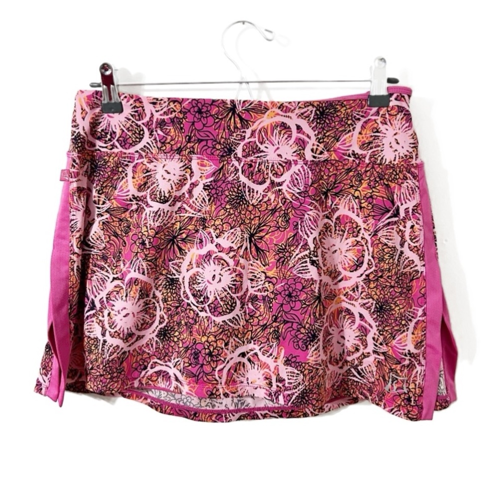 SkirtSports Abstract Floral Pattern Mini Athletic Skirt/Skort Compression Shorts